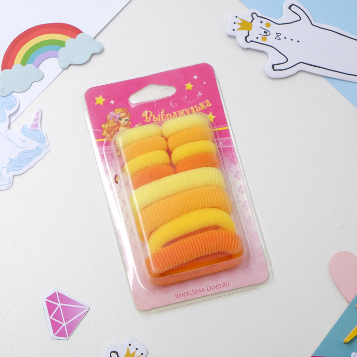 Резинки для волос "Махрушка" (набор 12 шт.) солнечное ассорти