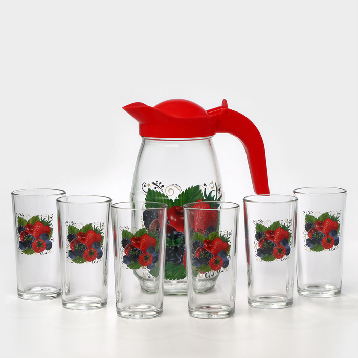 Набор питьевой "Ягодный фреш", 7 предметов: кувшин 1,5 л, 6 стаканов 230 мл, в подарочной упаковке