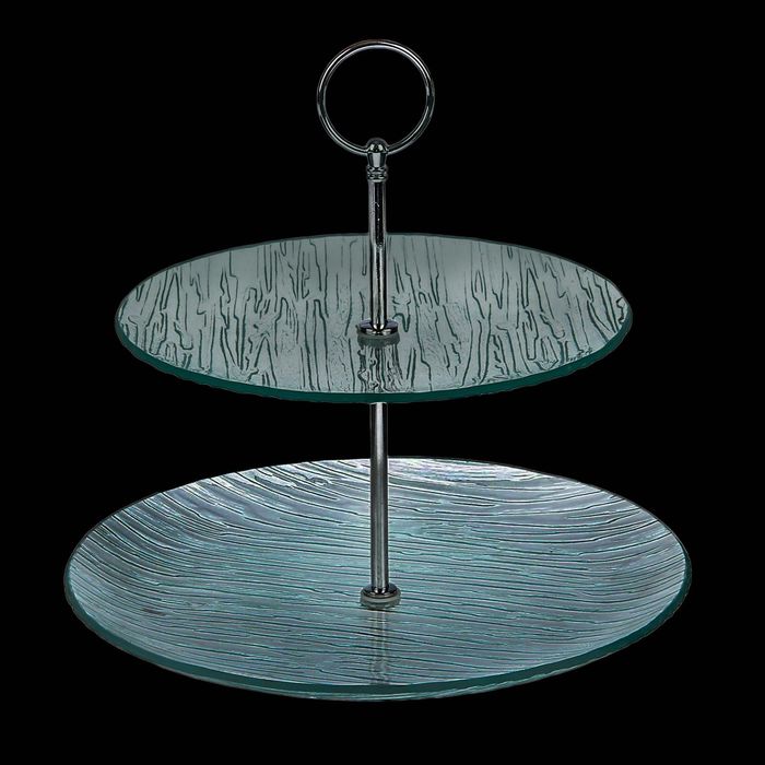 Блюдо 2х ярусное, d=25х15 см "Текстура"