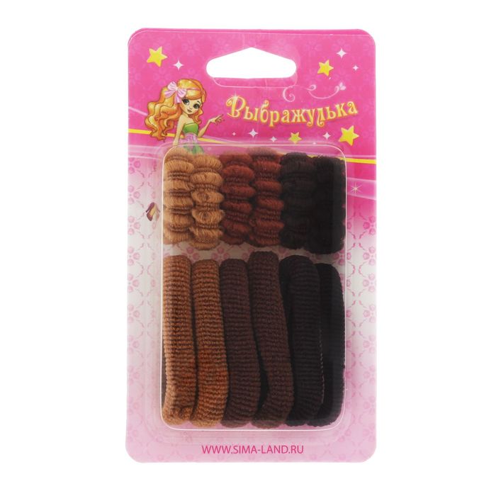 Резинки для волос "Махрушка" (набор 12 шт.), шоколад