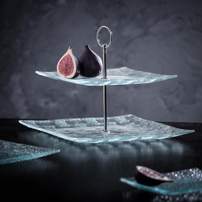 Блюдо 2х ярусное, 25х15 см "Плетение"