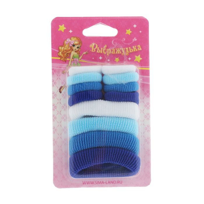 Резинка для волос "Махрушка" ассорти (набор 12 шт.), голубые