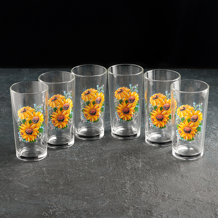 Набор стаканов для сока 200 мл "Подсолнух", 6 шт