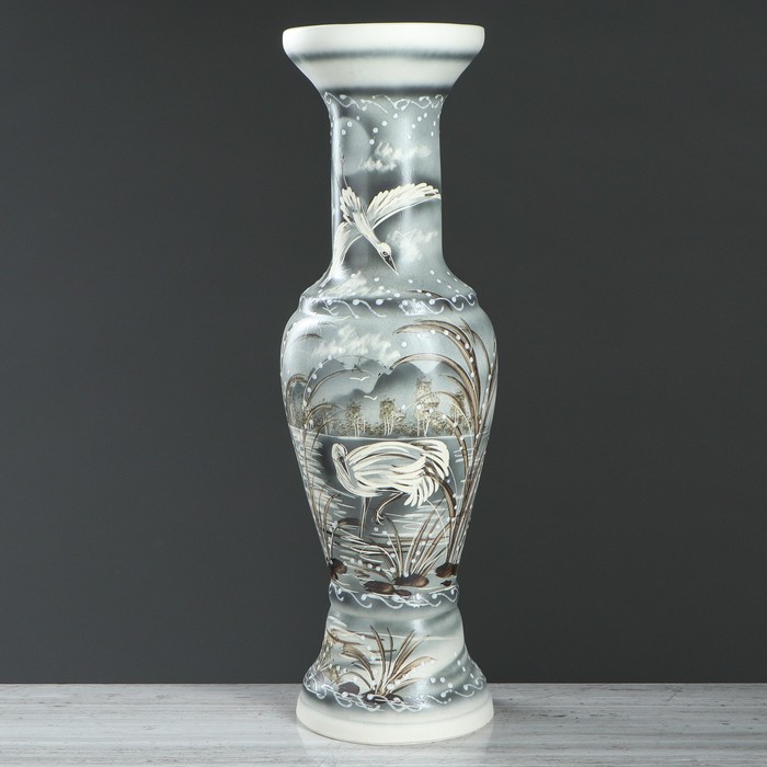 Ваза напольная "Алладин" жемчуг, аисты