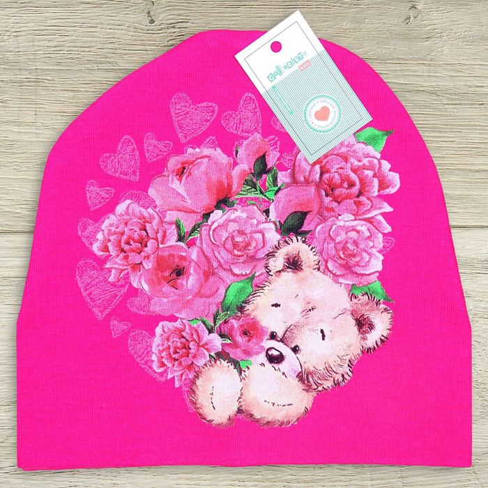 Шапка детская Collorista "Мишка с цветами", размер 54, 5-8 лет, 100% хлопок