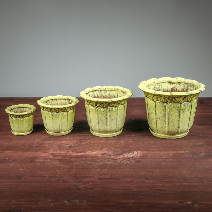 Набор кашпо "Листок" 4 горшка, 0,3 л/ 0,6 л/ 1,4 л/ 2,8 л, микс