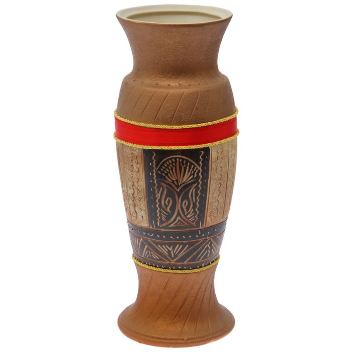 Ваза напольная "Венеция" ангоб, красная лента, микс