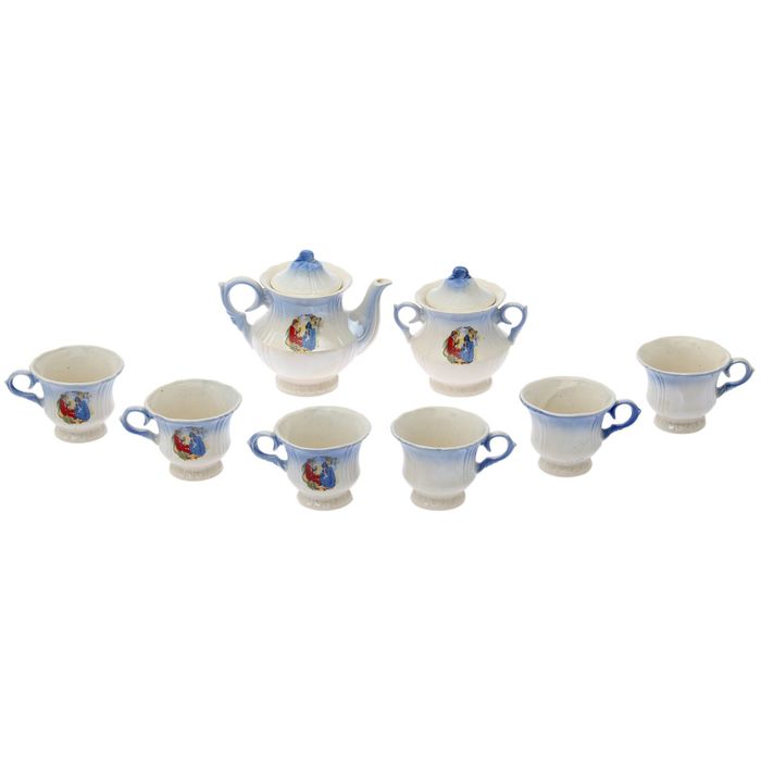 Чайный сервиз "Лорд" голубой, Мадонна, 8 предметов: чайник 0,6 л, сахарница, 6 кружек 0,25 л