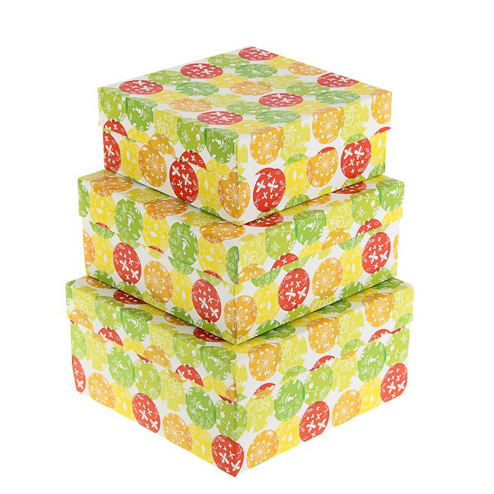 Набор коробок 3в1 "Шары и бабочки", 19 х 19 х 9,5 - 15,5 х 15,5 х 6,5 см