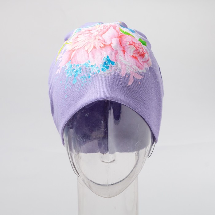 Шапка детская Collorista "Цветы", размер 54, 5-8 лет, 100% хлопок