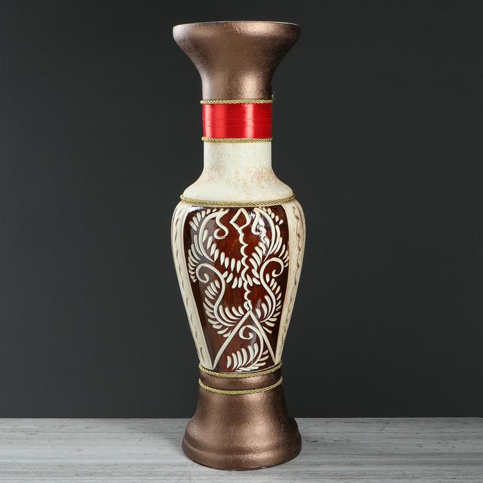 Ваза напольная "Алладин" ангоб, лента, красный