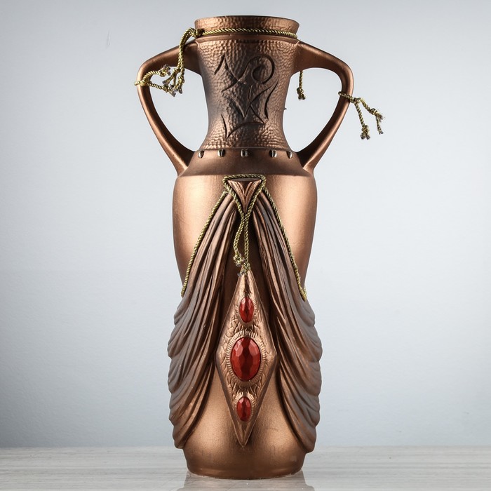 Ваза напольная "Вуаль" бронза, камни