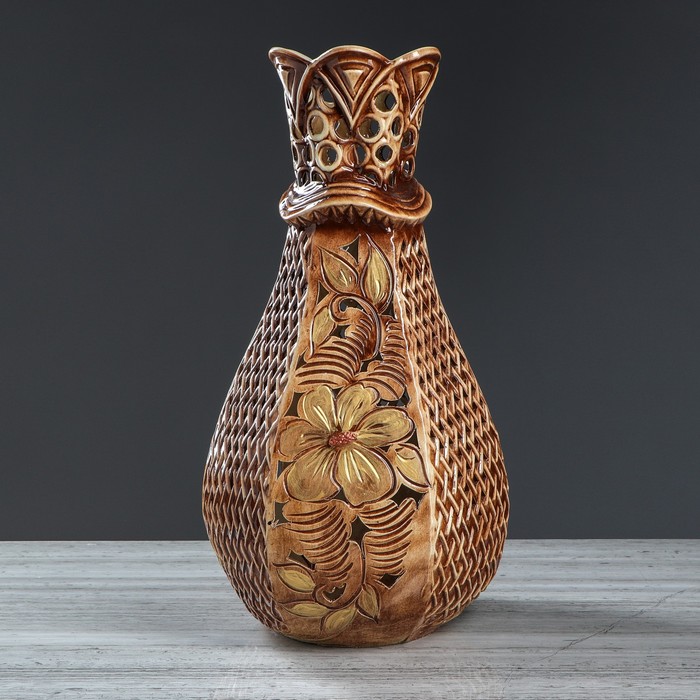 Ваза напольная "Фиона" шамот, узор, микс