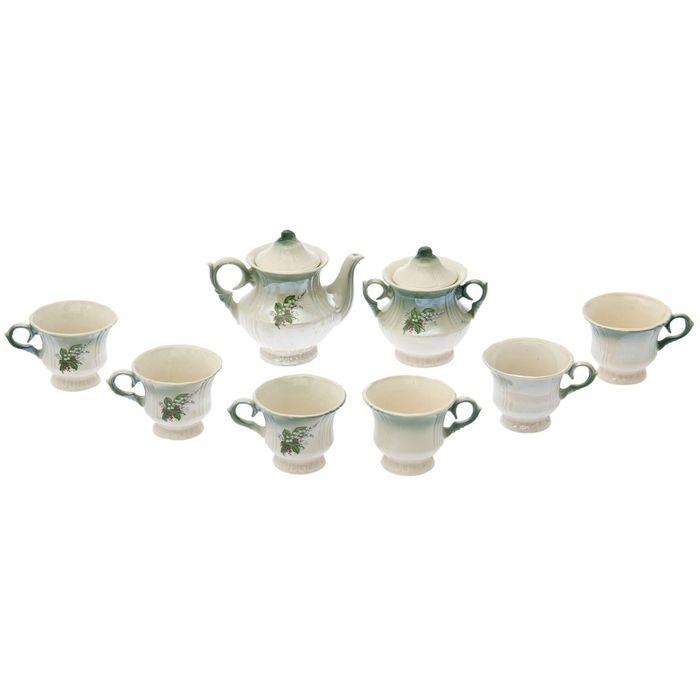 Чайный сервиз "Лорд" изумруд, ландыш, 8 предметов: чайник 0,6 л, сахарница, 6 кружек 0,25 л