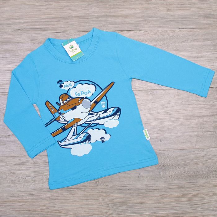 Футболка с длинным рукавом для мальчиков "Маленький герой", Самолеты, рост 86-92 (56) см, 12-18 мес, 100% хлопок