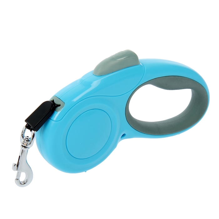 Рулетка "Премиум", 3 м, до 12 кг, эргономичн.ручка, светоотраж. прошивка поводка, голубая