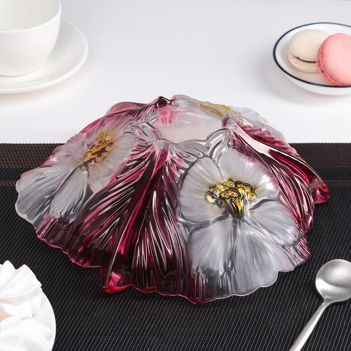 Блюдо 23х23х8 см "Цветник", цвет красный