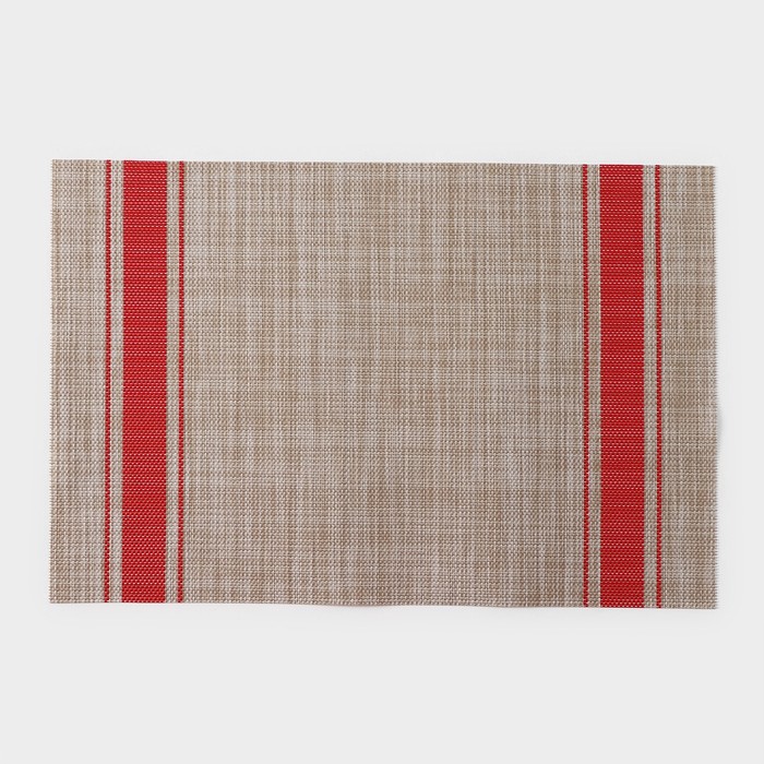 Салфетка сервировочная на стол «Две полосы», 45×30 см, цвет красный
