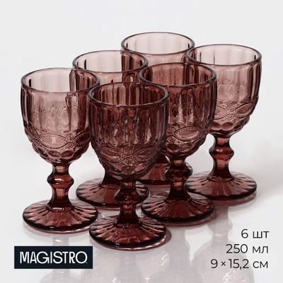 Набор бокалов Magistro «Ла-Манш», 250 мл, 9×9х×17 см, 6 шт, цвет розовый