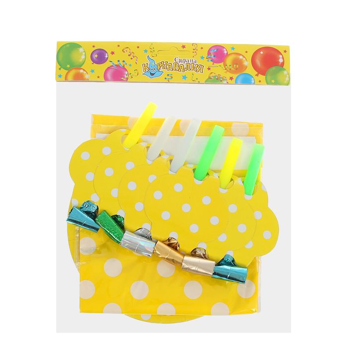 Набор для праздника "Горох", скатерть 180*108 см, 6 тарелок, 6 язычков, цвет жёлтый