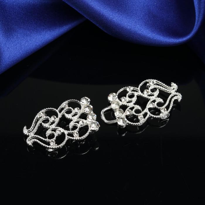 Декоративная застежка, 6,5х2,2см, цвет серебристый