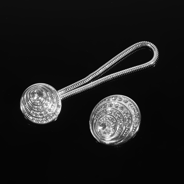 Декоративная застёжка, d=2,5см, цвет серебряный