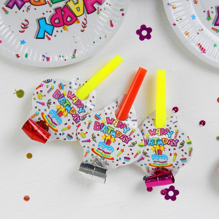 Набор для праздника "С Днём Рождения!", скатерть 180*108 см, 6 тарелок, 6 язычков