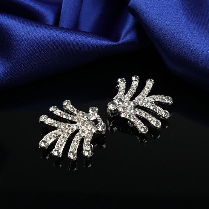 Декоративная застёжка «Паук», 6см, цвет серебристый/белый