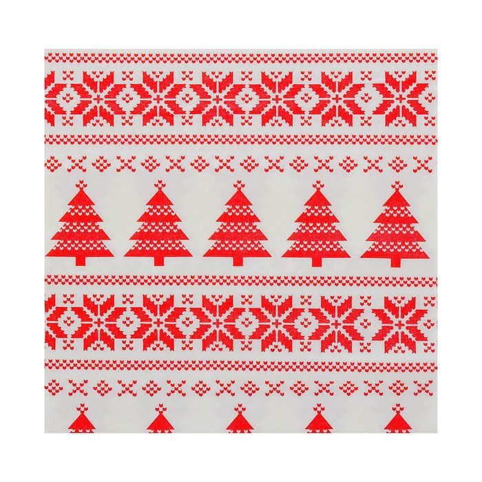 Салфетки бумажные "Елочки и снежинки", 33 х 33 см, набор 20 шт.