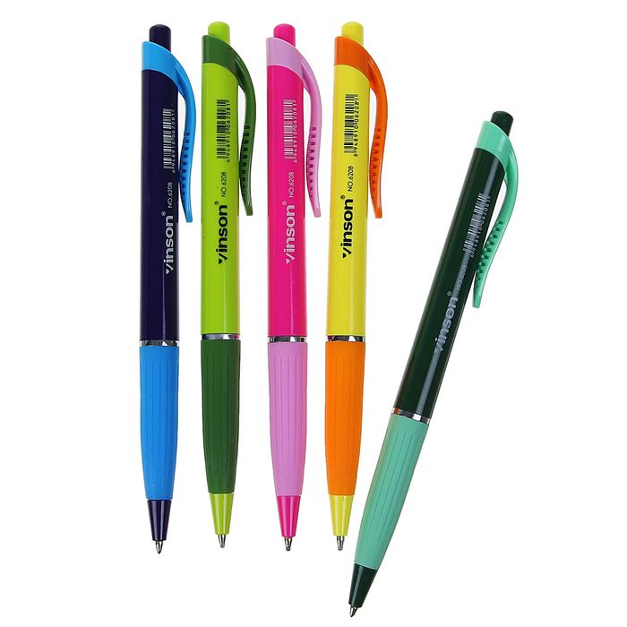 Ручка шариковая авт 0,5мм Vinson корпус МИКС Экстра с резин держ стержень масляный синий