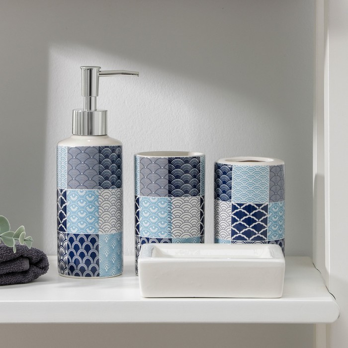 Набор аксессуаров для ванной комнаты «Мозайка», 4 предмета, цвет МИКС набор для ванной комнаты 4 предмета 755 206