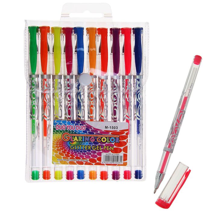 Набор гелевых ручек 10цв с рисун в блистере