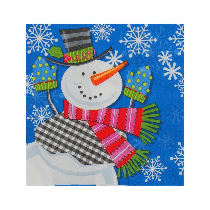Салфетки бумажные "Веселый снеговик", 33 х 33 см, набор 20 шт.