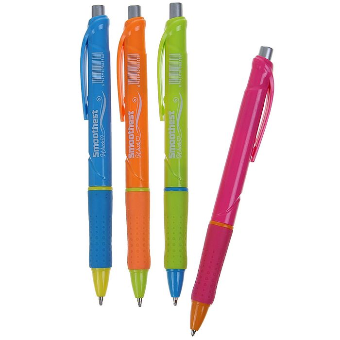 Ручка шариковая авт 0,5мм Vinson корпус МИКС Smoothest с резин держ стержень масляный синий