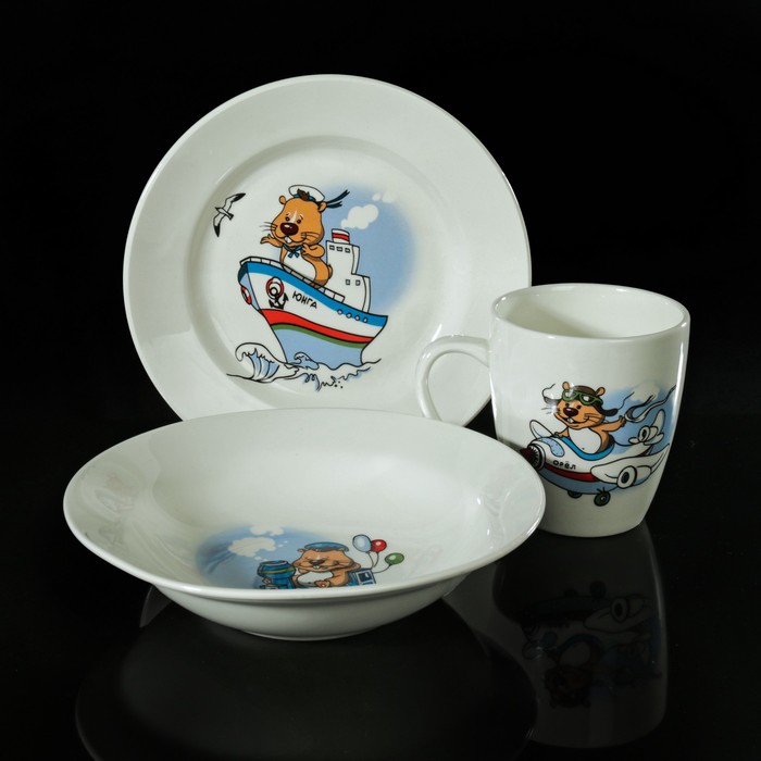 Набор посуды "Хома", 3 предмета: тарелка 17,5 см, миска 250 мл (17,5 см), кружка 260 мл