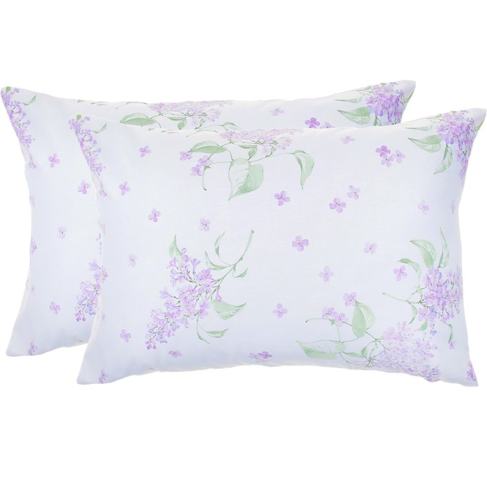 Набор наволочек "Этель" Сирень 50*70 см-2 шт, 100% хлопок, мако-сатин 128 г/м2
