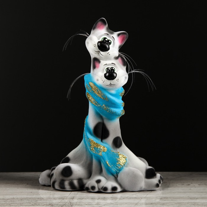 Копилка "Коты в шарфе" флок, серая, микс