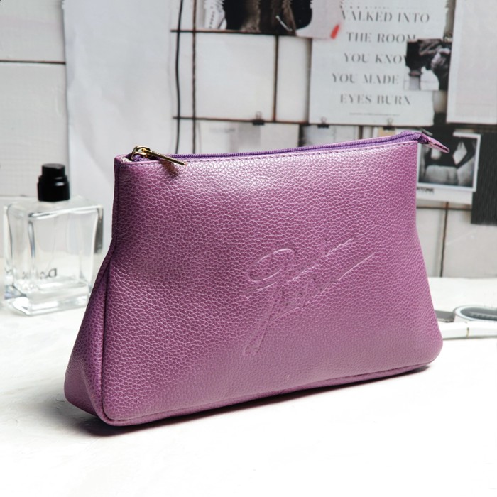 Косметичка простая на молнии, 1 отдел, цвет сиреневый