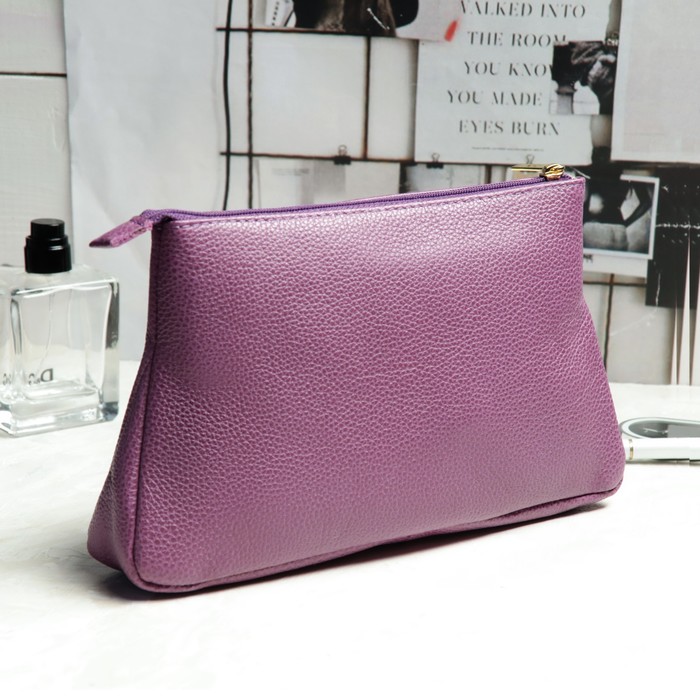 Косметичка простая на молнии, 1 отдел, цвет сиреневый