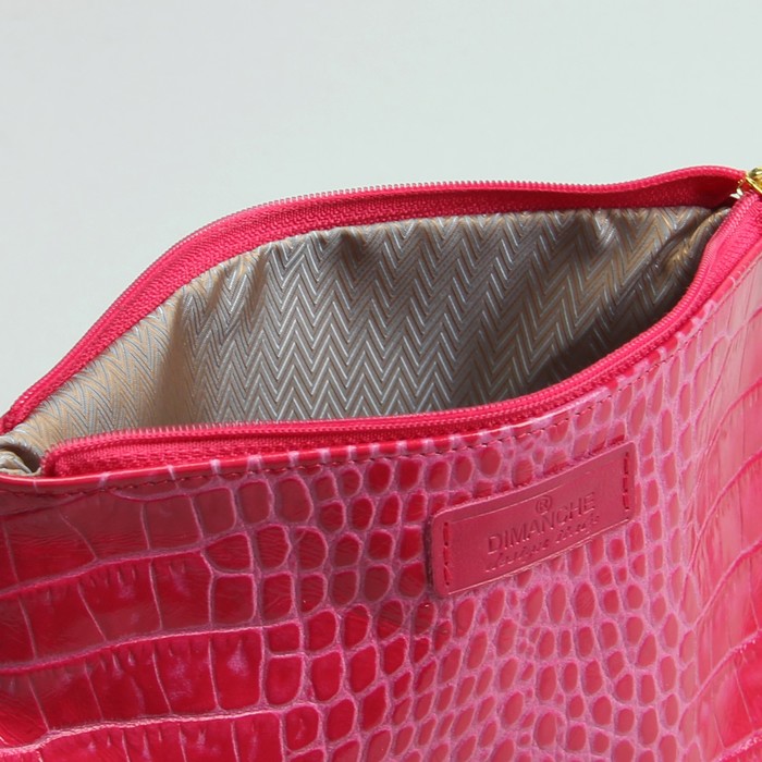 Косметичка простая на молнии, 1 отдел, цвет фуксия