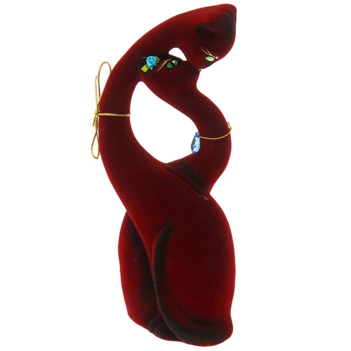 Копилка "Нежные коты" флок, бордовая