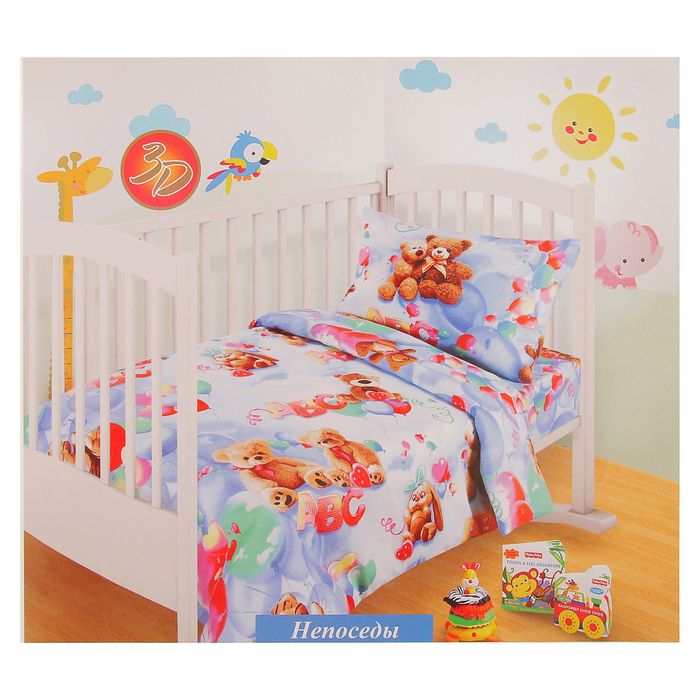 Постельное бельё Миланика "Непоседы" 1,5 сп., размер 143х215 см, 145х214 см, 70х70 см-1 шт., бязь, 125 г/м2