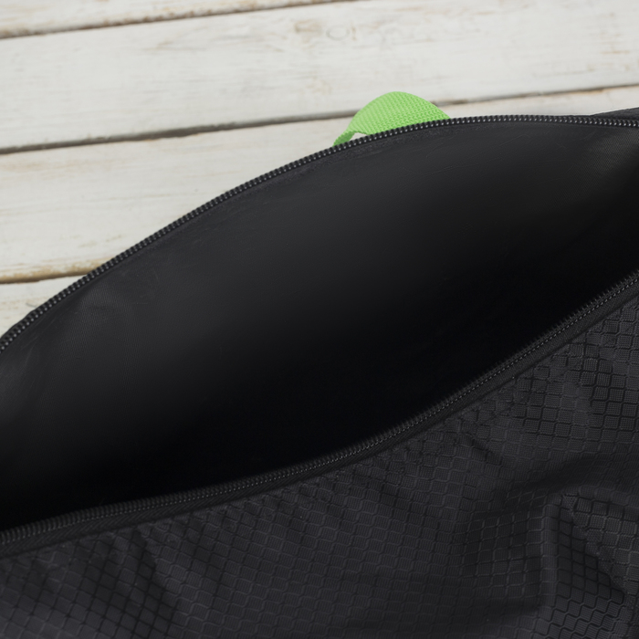 Сумка спортивная на молнии, 1 отдел, 1 наружный карман, чёрный/салатовый