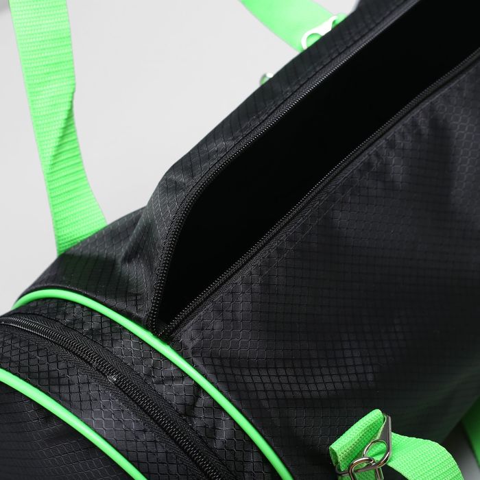 Сумка спортивная на молнии, 1 отдел, 1 наружный карман, чёрный/салатовый