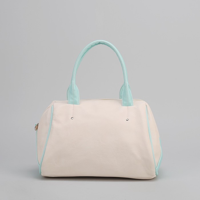 Сумка женская на молнии "Джемма", 1 отдел, бежевый/голубой