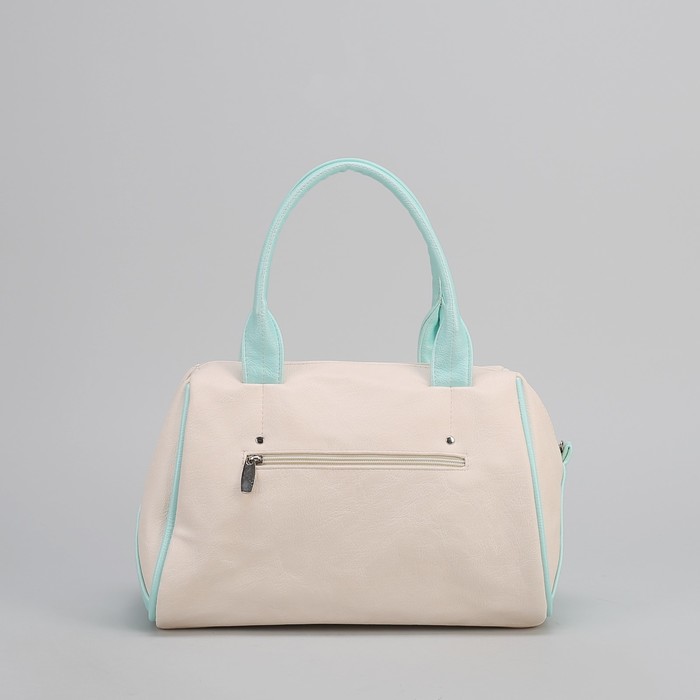 Сумка женская на молнии "Джемма", 1 отдел, бежевый/голубой