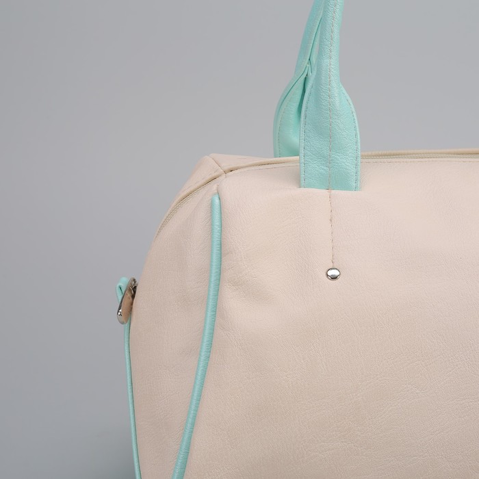 Сумка женская на молнии "Джемма", 1 отдел, бежевый/голубой