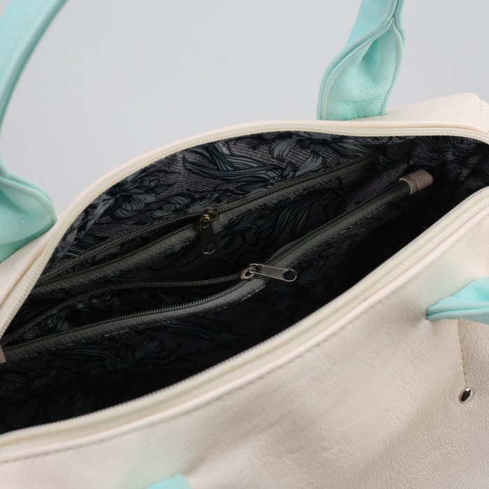 Сумка женская на молнии "Джемма", 1 отдел, бежевый/голубой