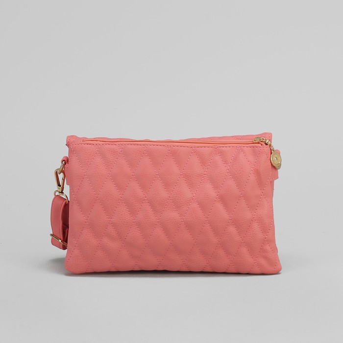 Сумка женская на клапане, 3 отдела, регулируемый ремень, розовая