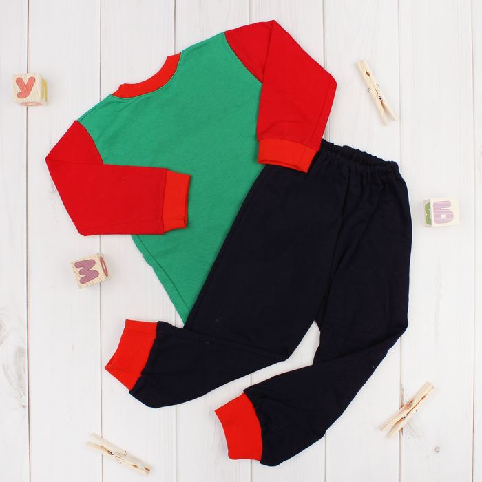 Пижама для мальчика, рост 86 см, цвет зелёный (арт. Пж-524/А-04_М)